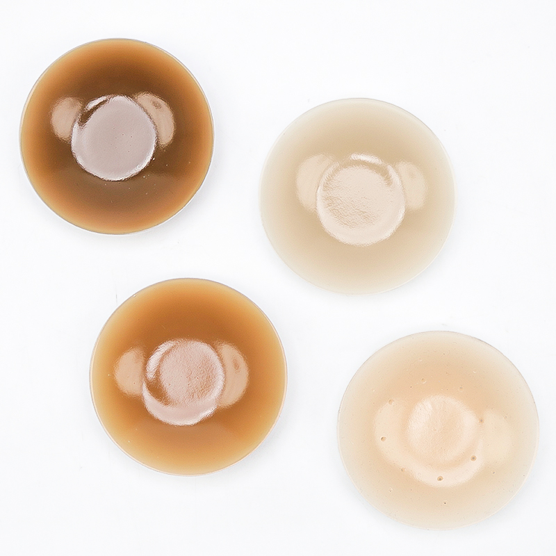 Non-adhesive silicone nipple covers in nude, khaki, brown, and coco skin tones