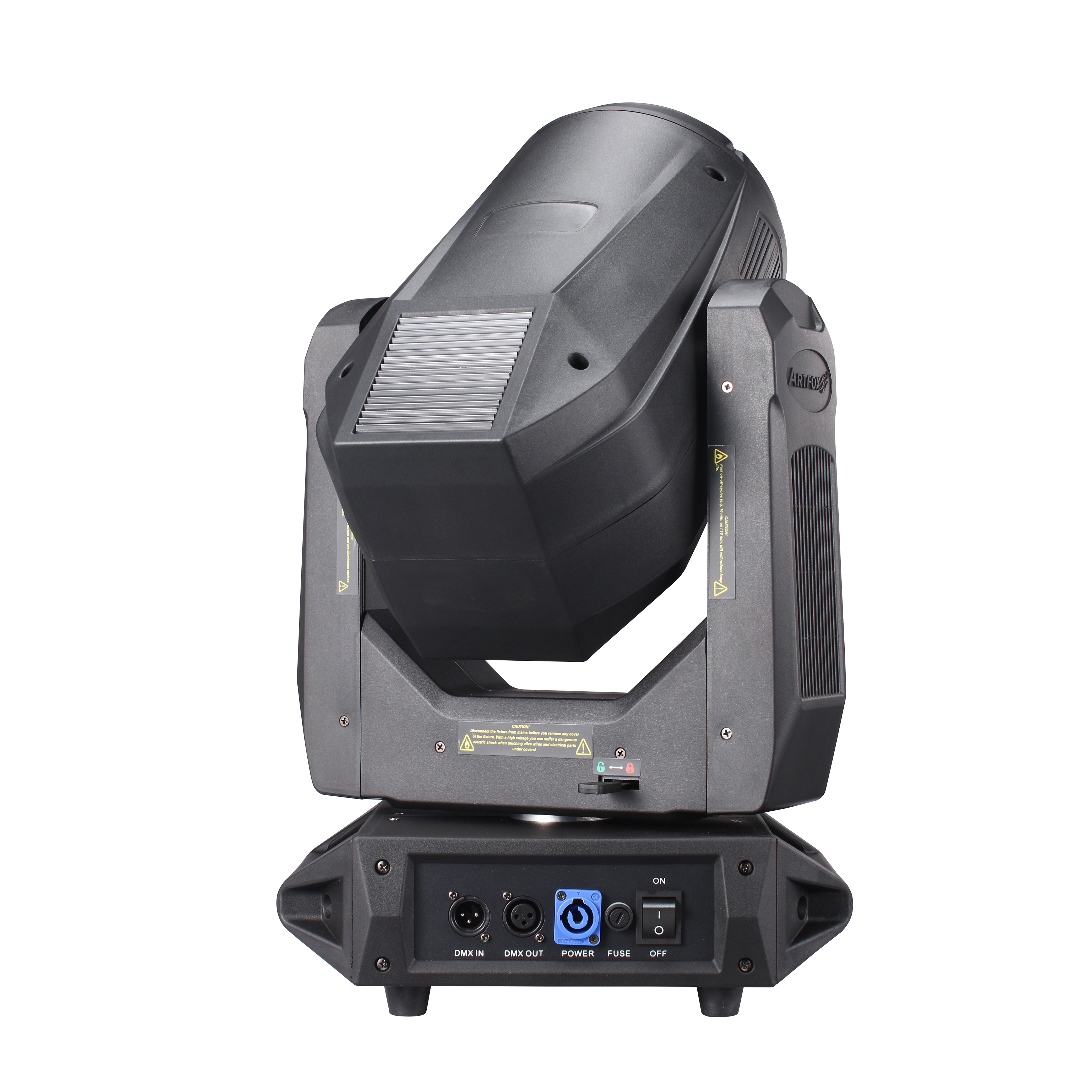 Moving head beam light on stage setup during quality performance testing