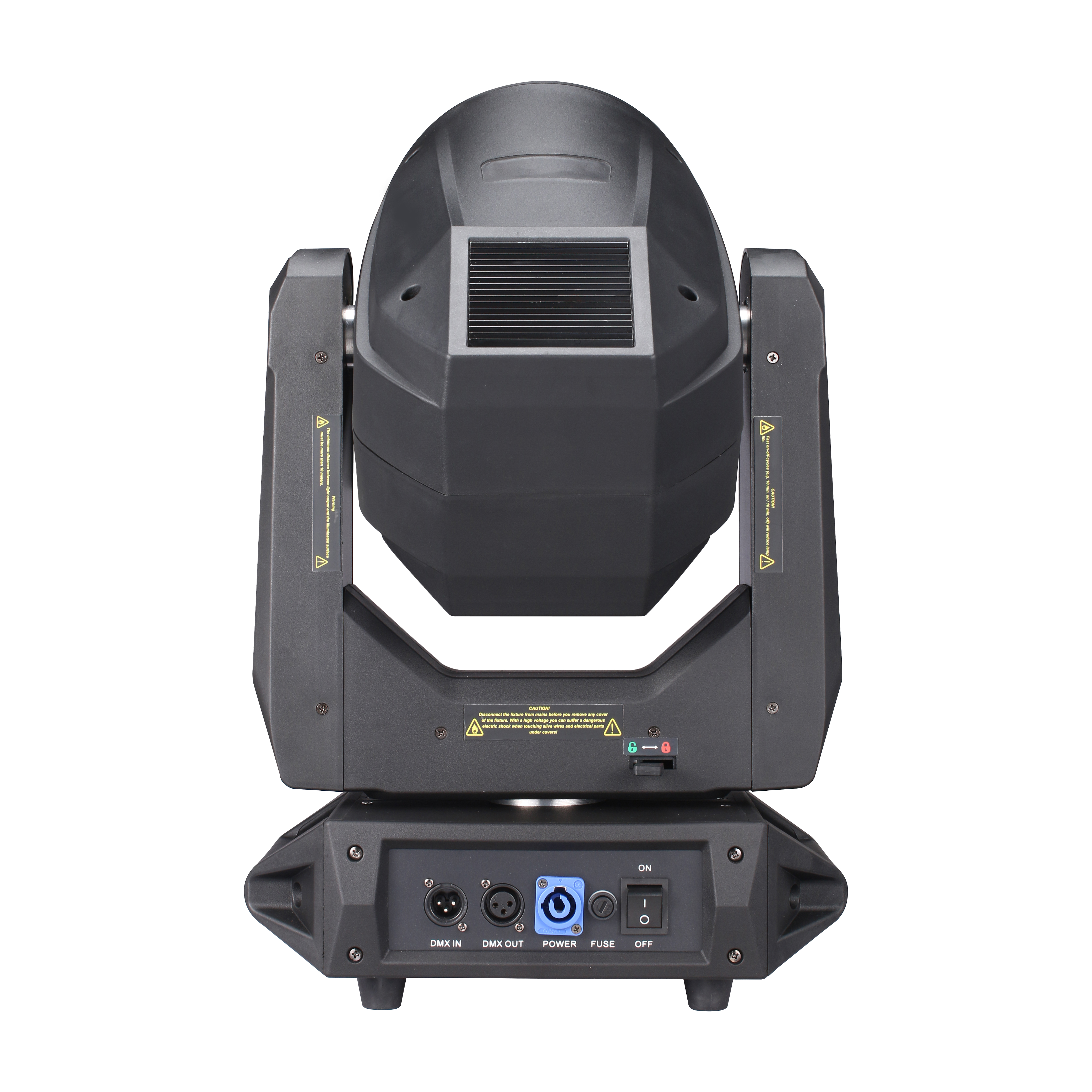 Rear view and connections of 382W CMY moving head light