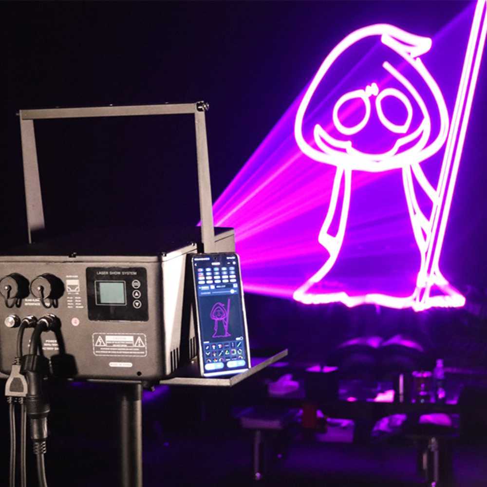 Waterproof Outdoor RGB Laser Projector undergoing optical performance and scanning test