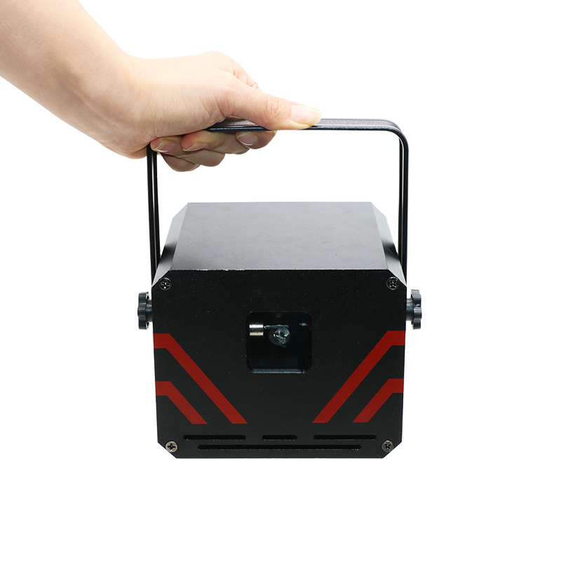 Compact RGB laser show projector under optical calibration testing