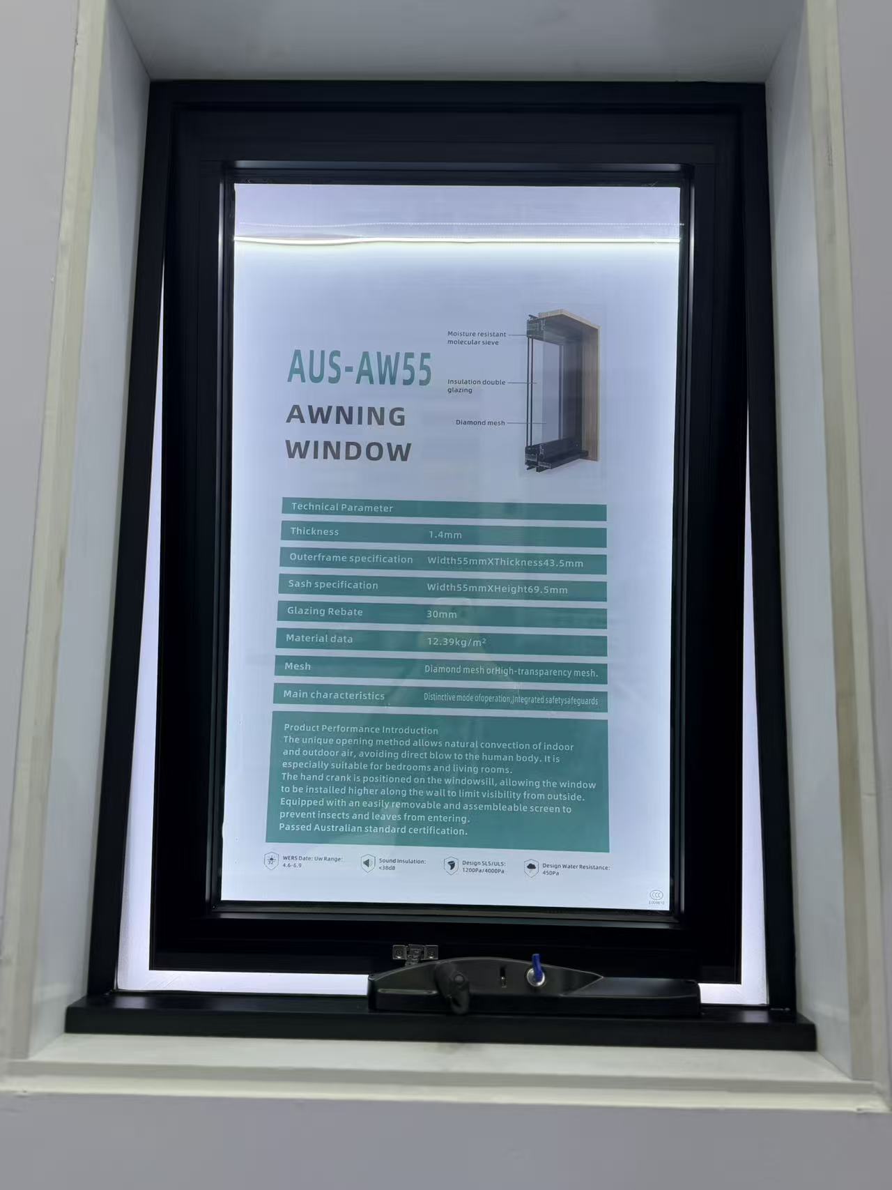 Awing window product for sampling and technical inspection