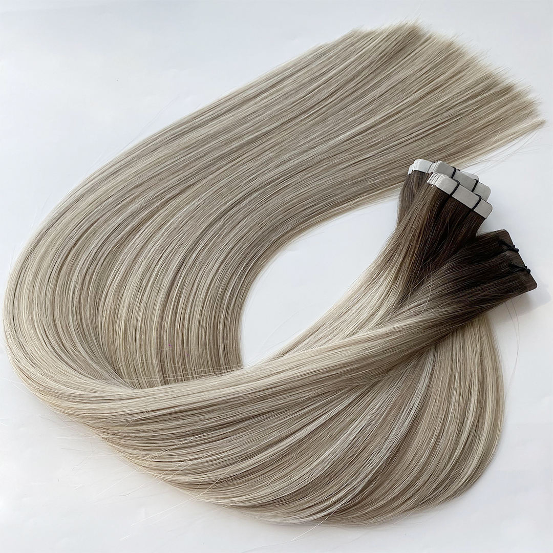 Tape In Hair Extensions product inspection and straight hair appearance