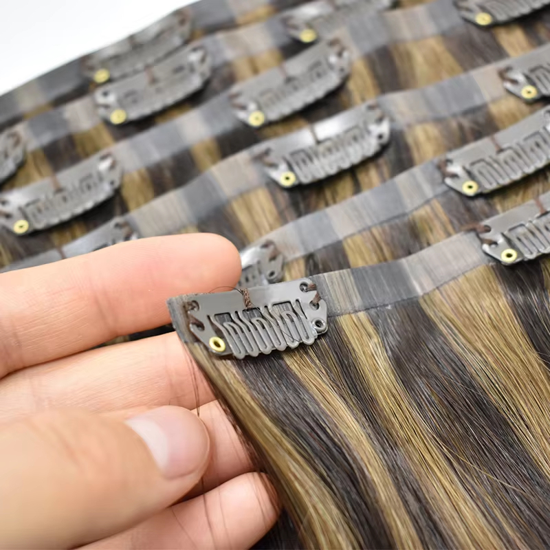 Seamless Clip In Hair Extensions in customizable balayage colors