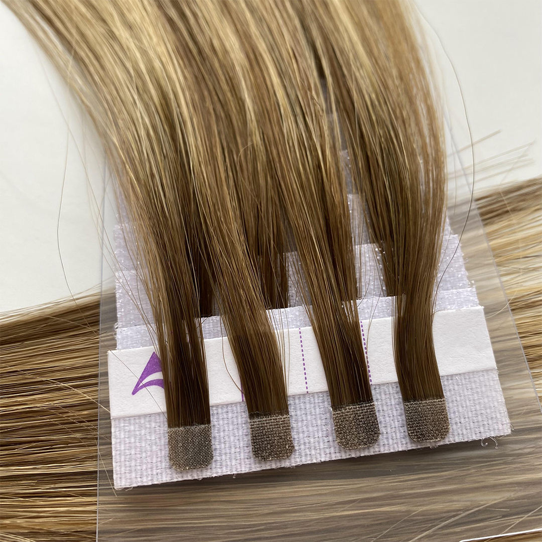 Pre-Bonded Hair Extensions showing hair texture and customized color options