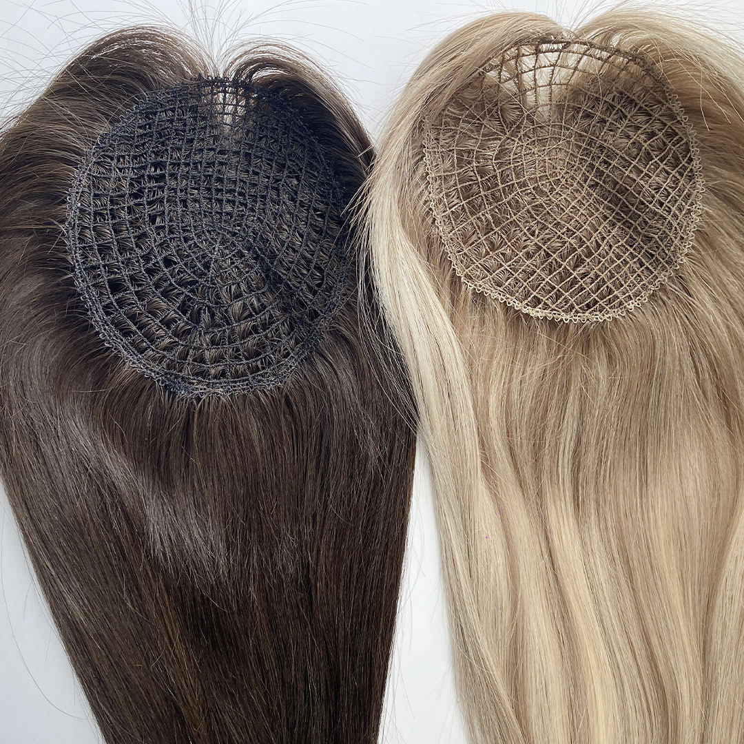 Fishnet Topper with silk base closure and human hair