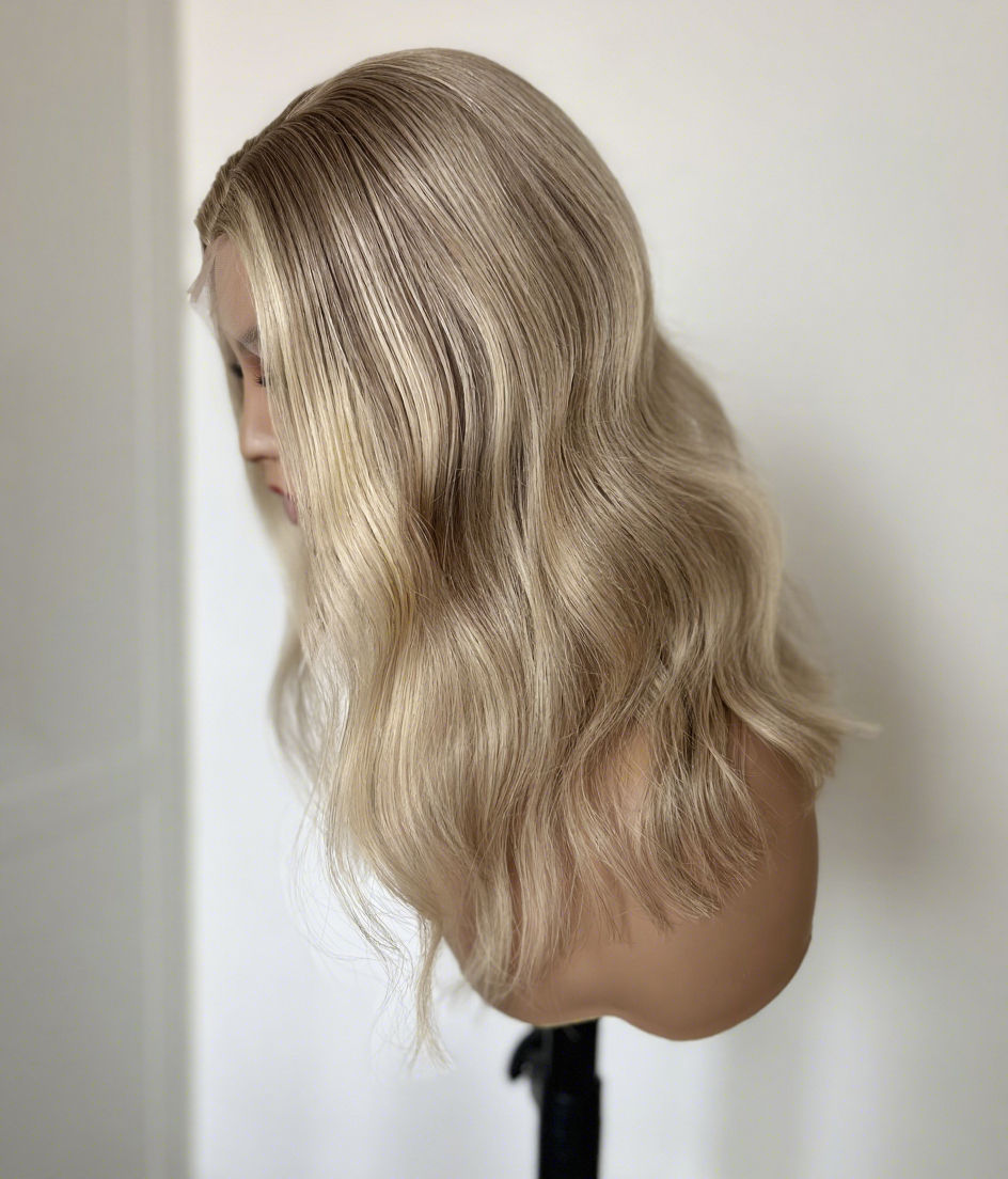 100% human hair Medical Wig with silk base and lace front