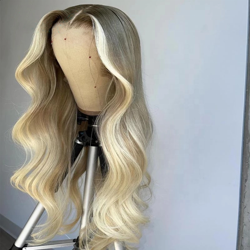 Lace Front Wigs with ombre blonde body wave human hair