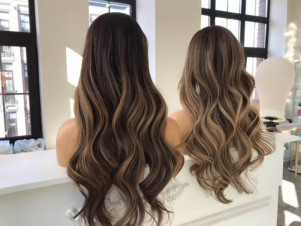 Full Lace Wig with highlights color and body wave human hair