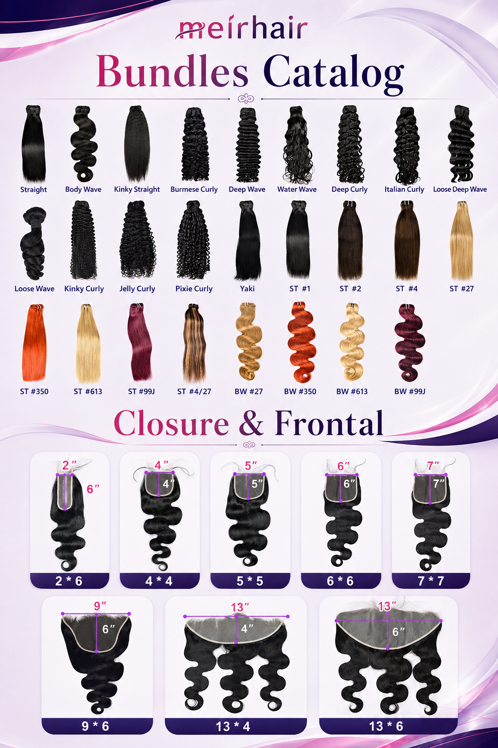 Human hair bundles for comparing curl patterns and fiber quality