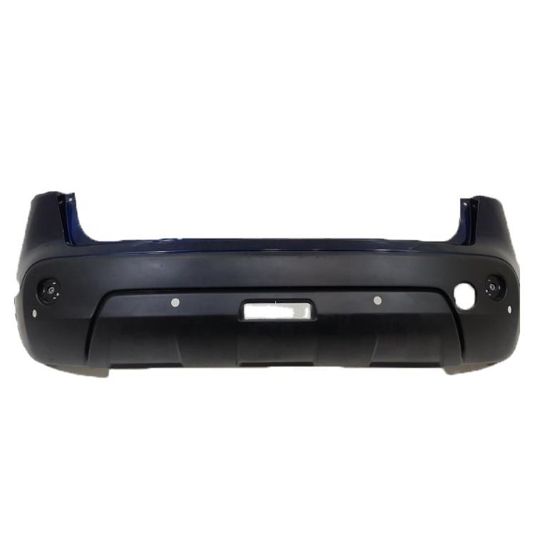 Detailed view of primed rear bumper surface and clip-on installation tabs