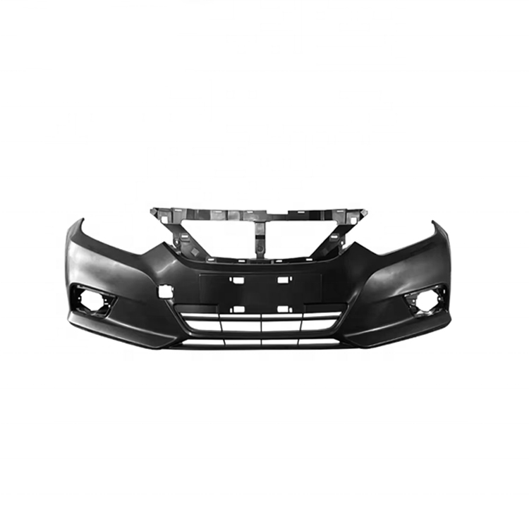 Raw black finish car front bumper rear view highlighting ABS PP material composition and clip-on mounting points