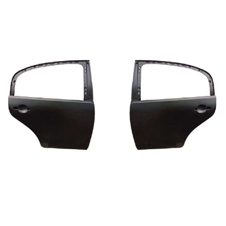 Rear view of engineered car door shell with custom hinge and lock reinforcements