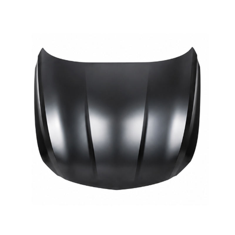 Under-side structural view of aftermarket engine hood showing precise mounting points and hinge compatibility