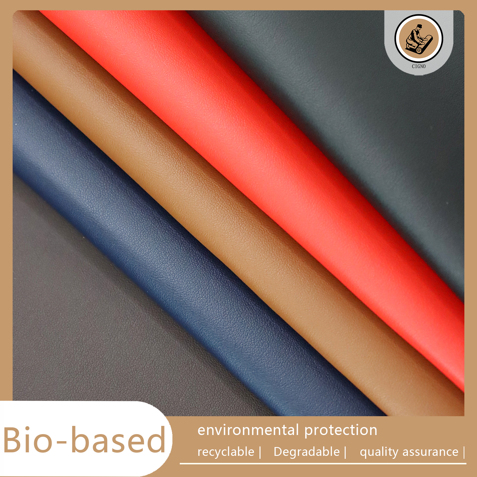 Vegan leather for bags showing surface texture and color variety