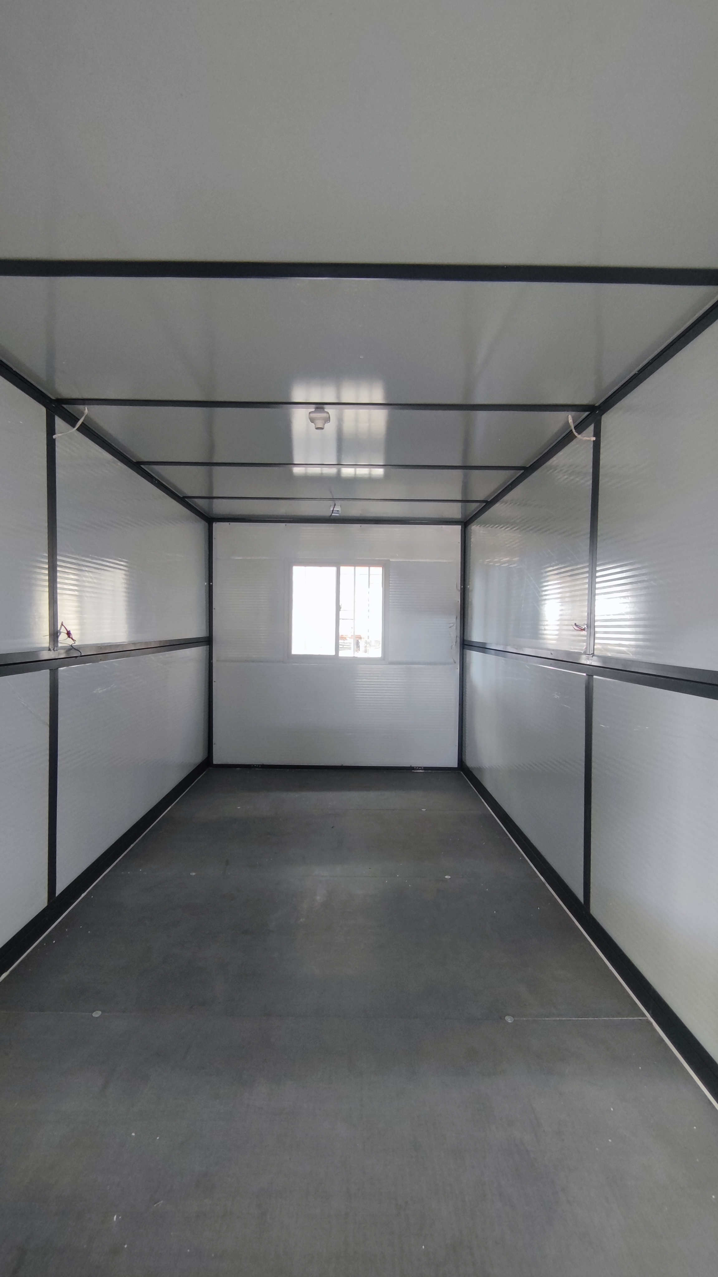 Foldable modular container house structure and enclosure panels