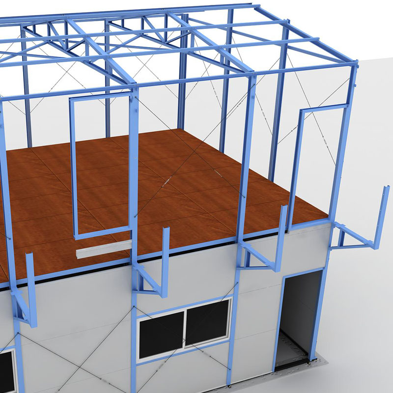 Assembled double-story modular K-House camp dormitory structure