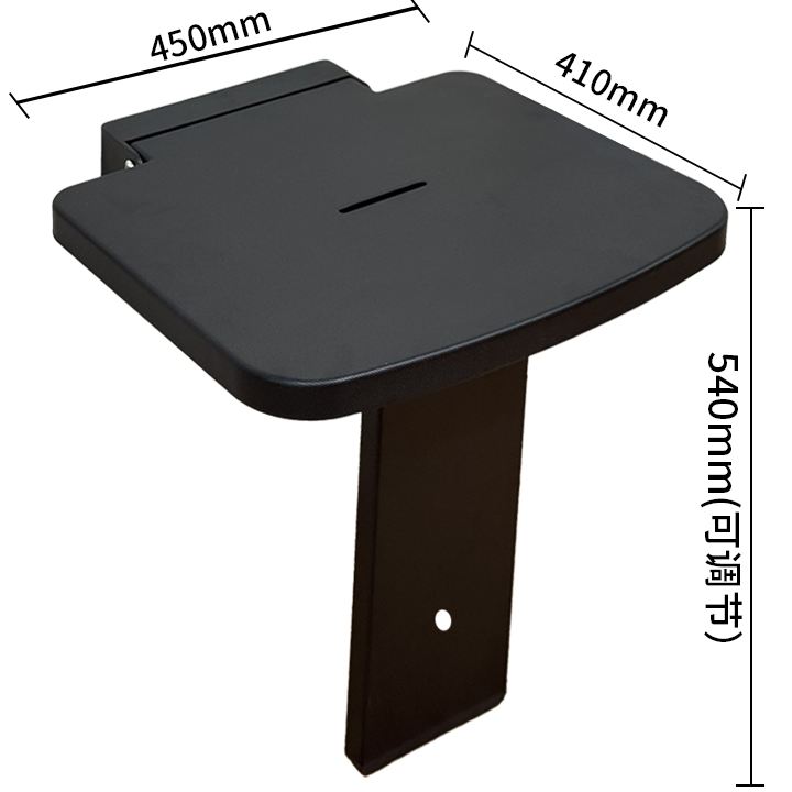 Wall mounted folding seat model TX-116W-1 in white polyurethane and stainless steel