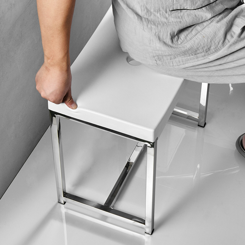 Detailed structural view of the TX-116E bathroom stool frame and PU seat padding