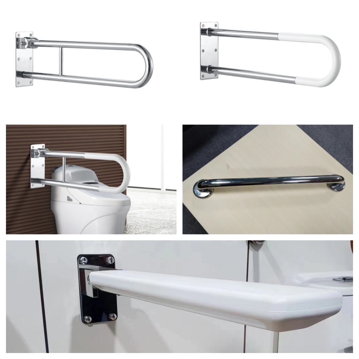 Wall mounted accessible grab bar with durable dual material construction