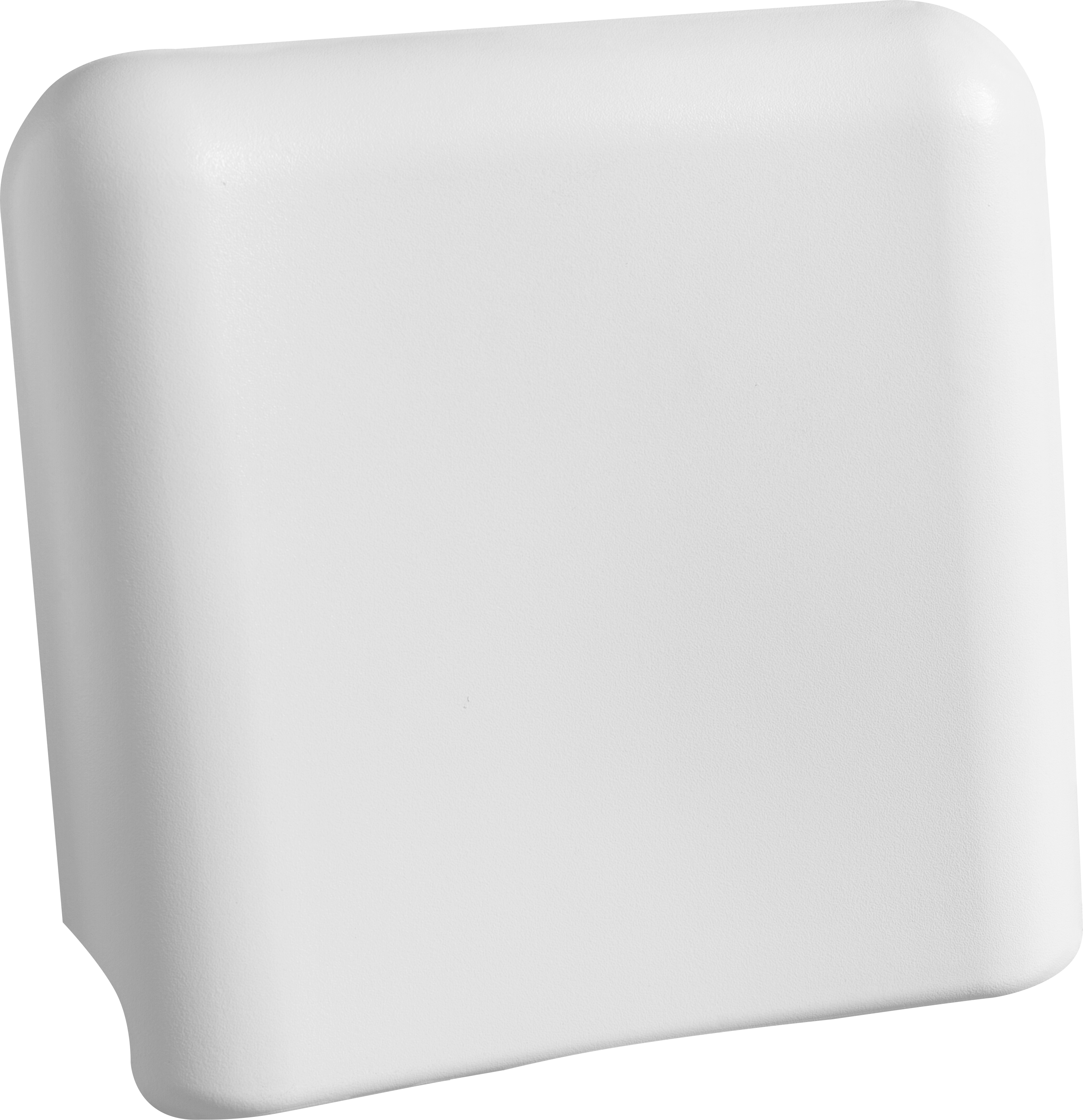 Rear view of a molded polyurethane backrest highlighting mounting points and structural reinforcement
