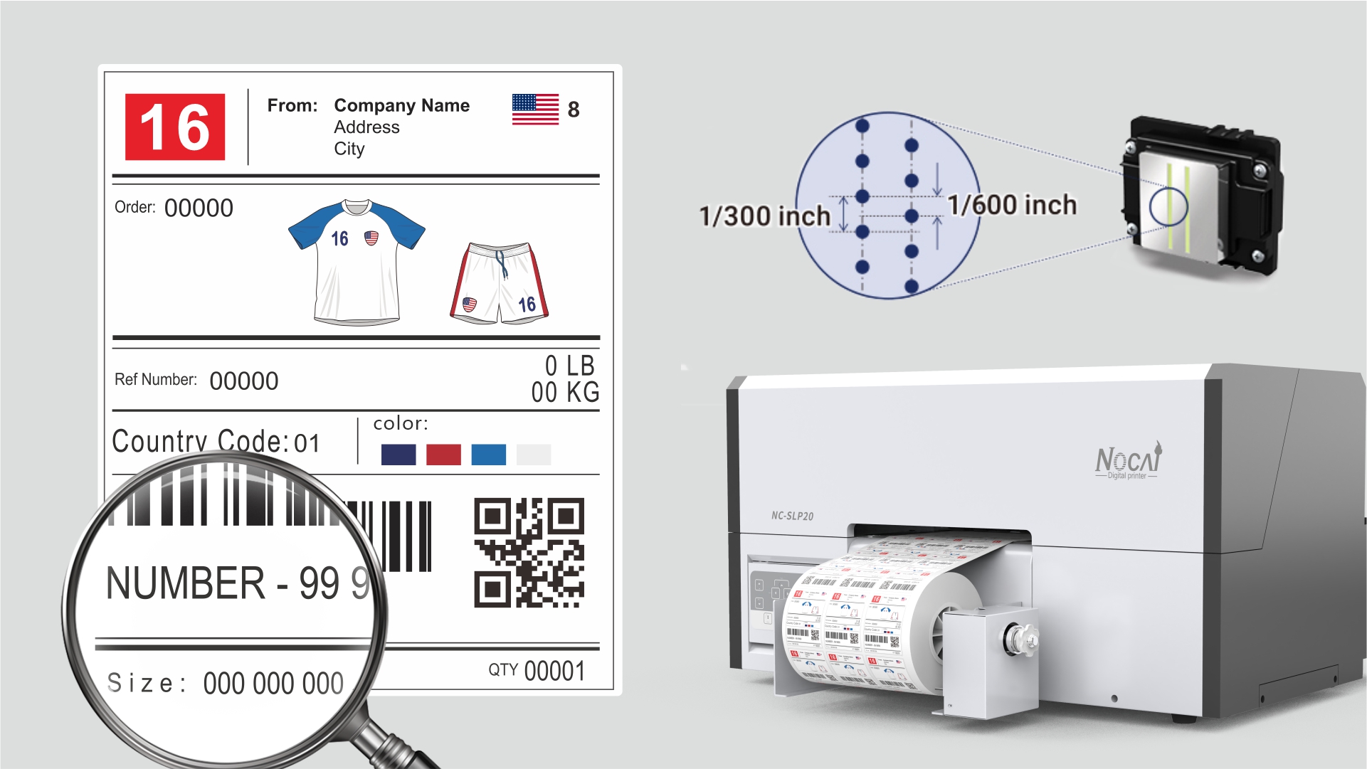 NC-SLP20 label media feeding and printing details