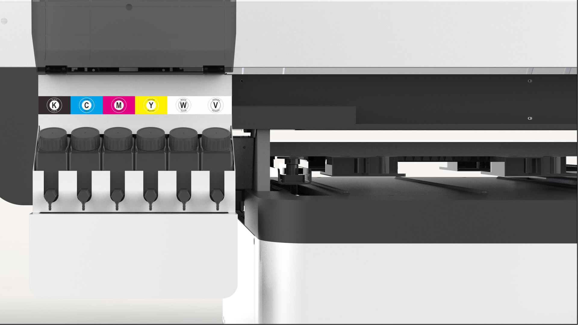 UV flatbed printer supporting color, white, and varnish printing effects