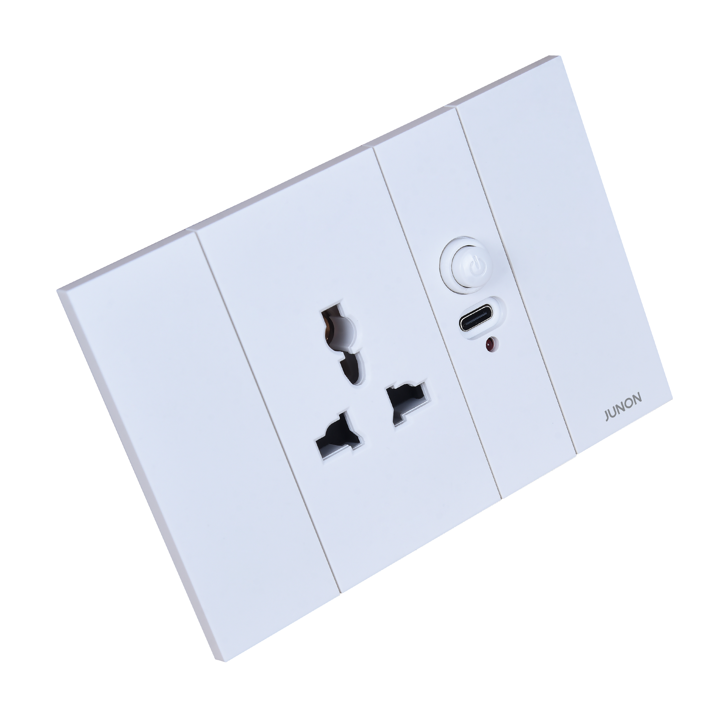 FW series Touch panel switch and multi socket with USB charging socket close up view