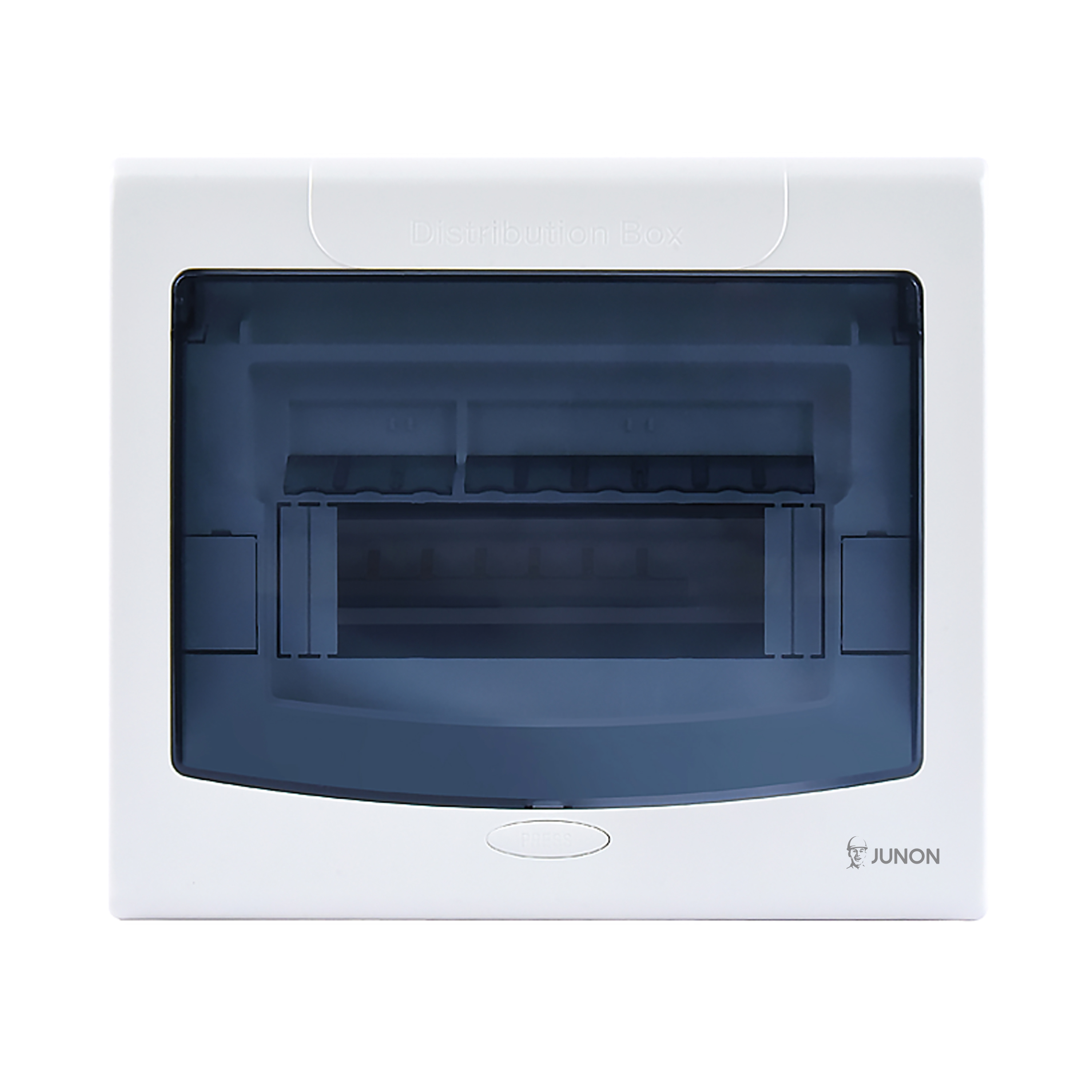 V12 series 9 way flush mounted anti-corrosion plastic distribution box with PC cover and ABS basebox
