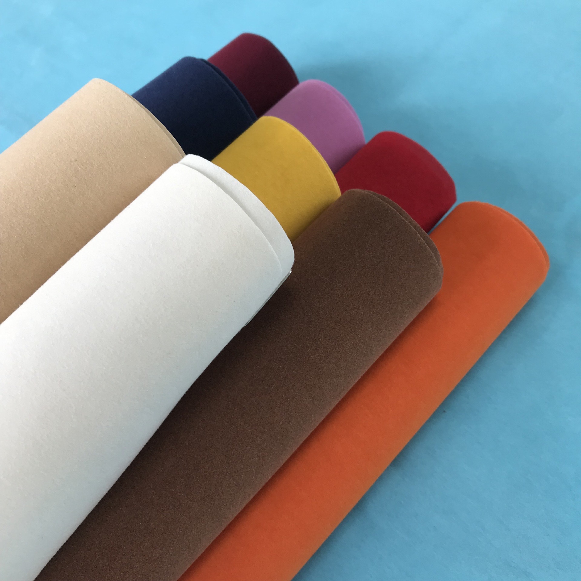 Long pile velvet fabric with uniform dense surface texture