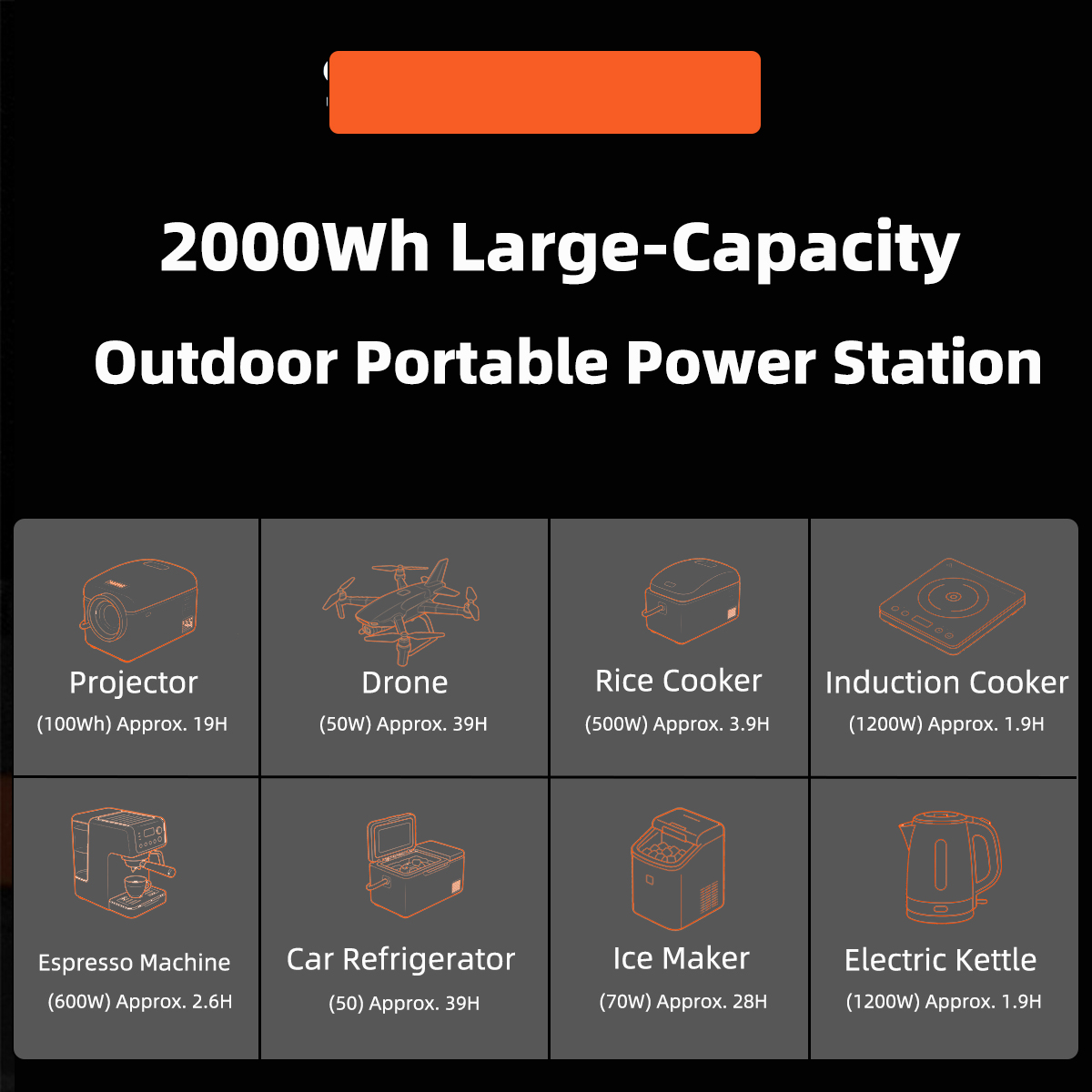 2000W red portable power station product view