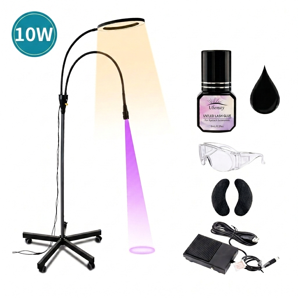Adjustable floor-standing UV LED lash glue curing lamp