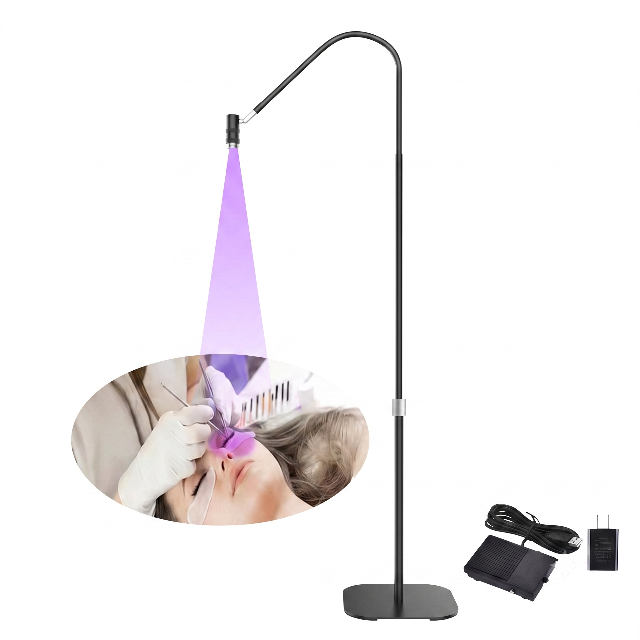 UV LED lash glue curing lamp with adjustable working position