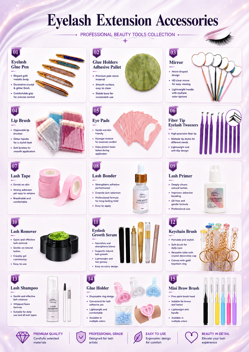 Professional eyelash extension accessories including eye pads