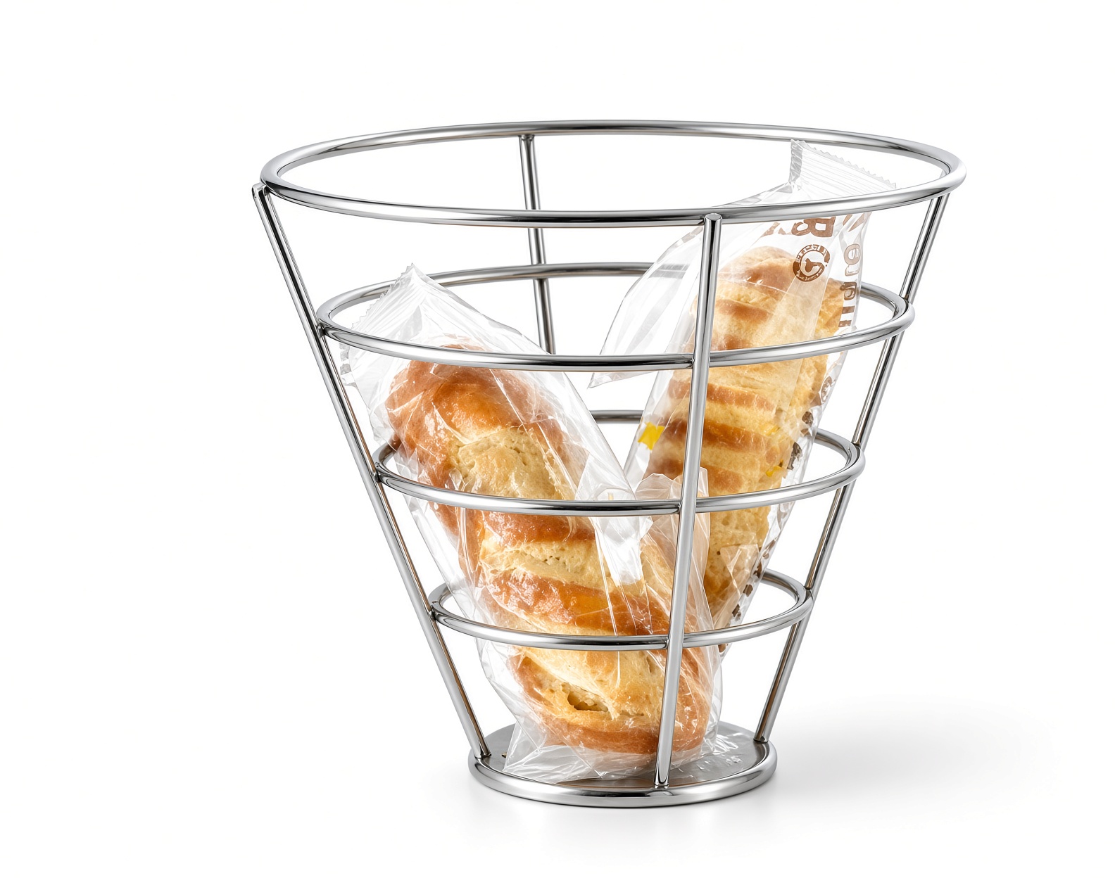 Commercial bread basket with consistent metallic mirror finish