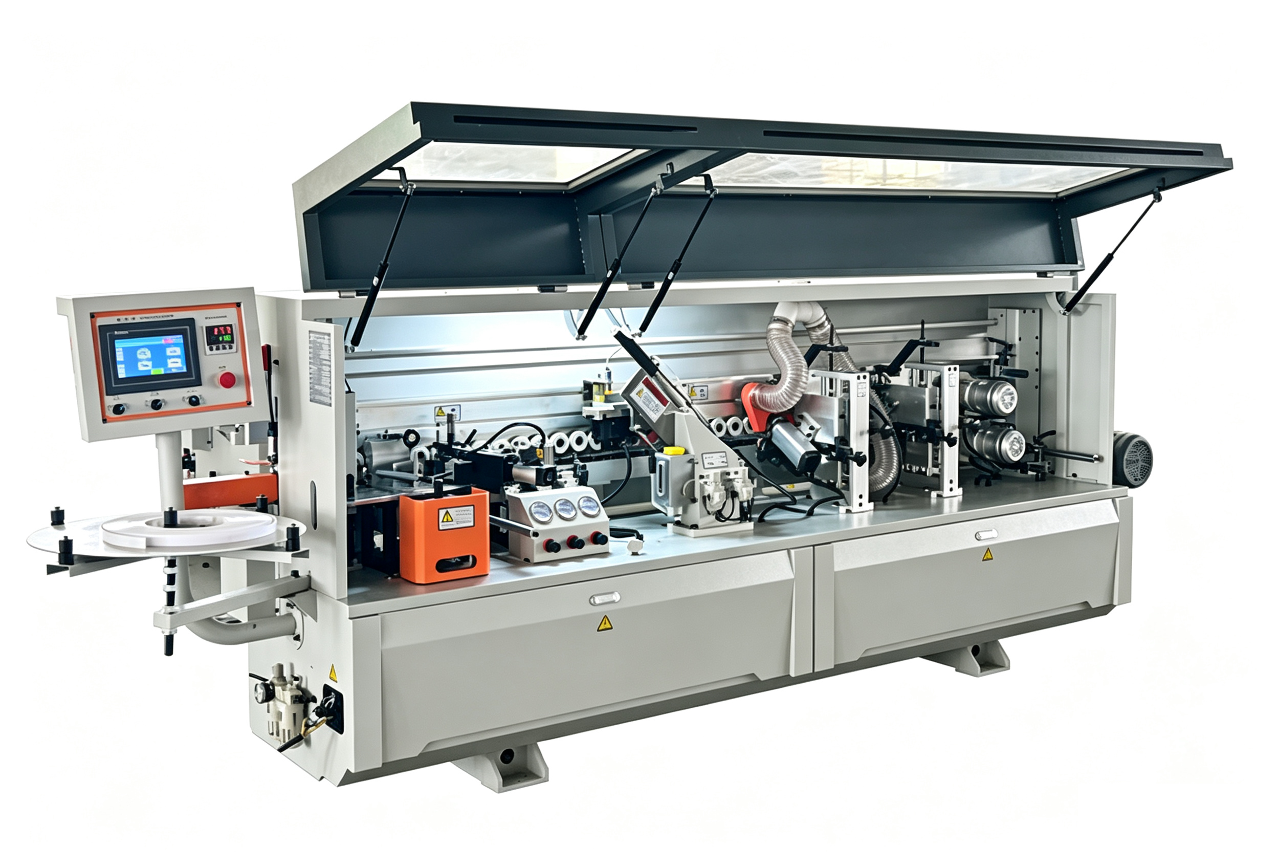 Compact edge bander for panel furniture edge processing