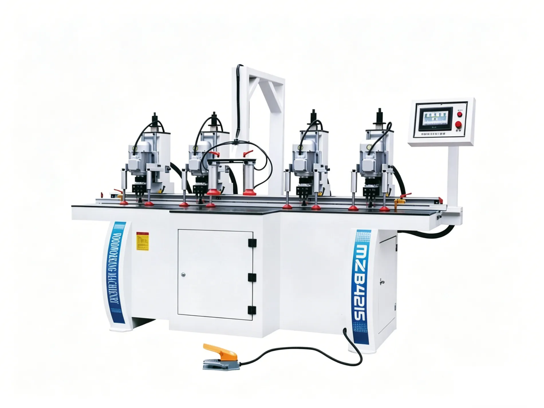 Four-spindle side drilling and grooving machine for furniture panels