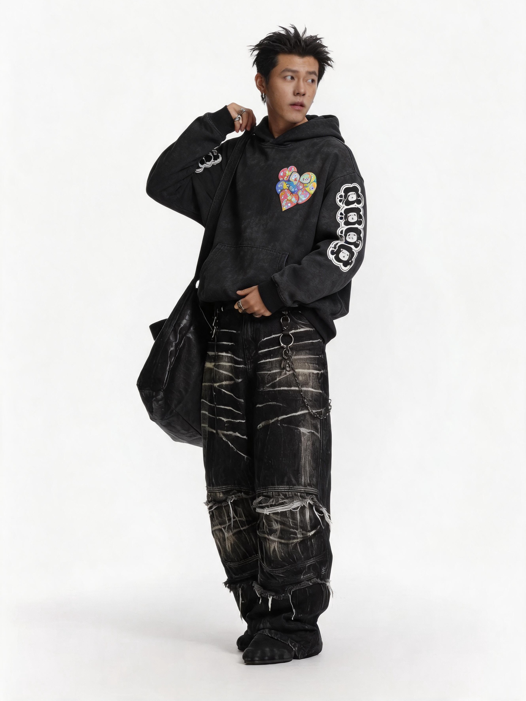 3D embroidered hoodie product image for custom streetwear production