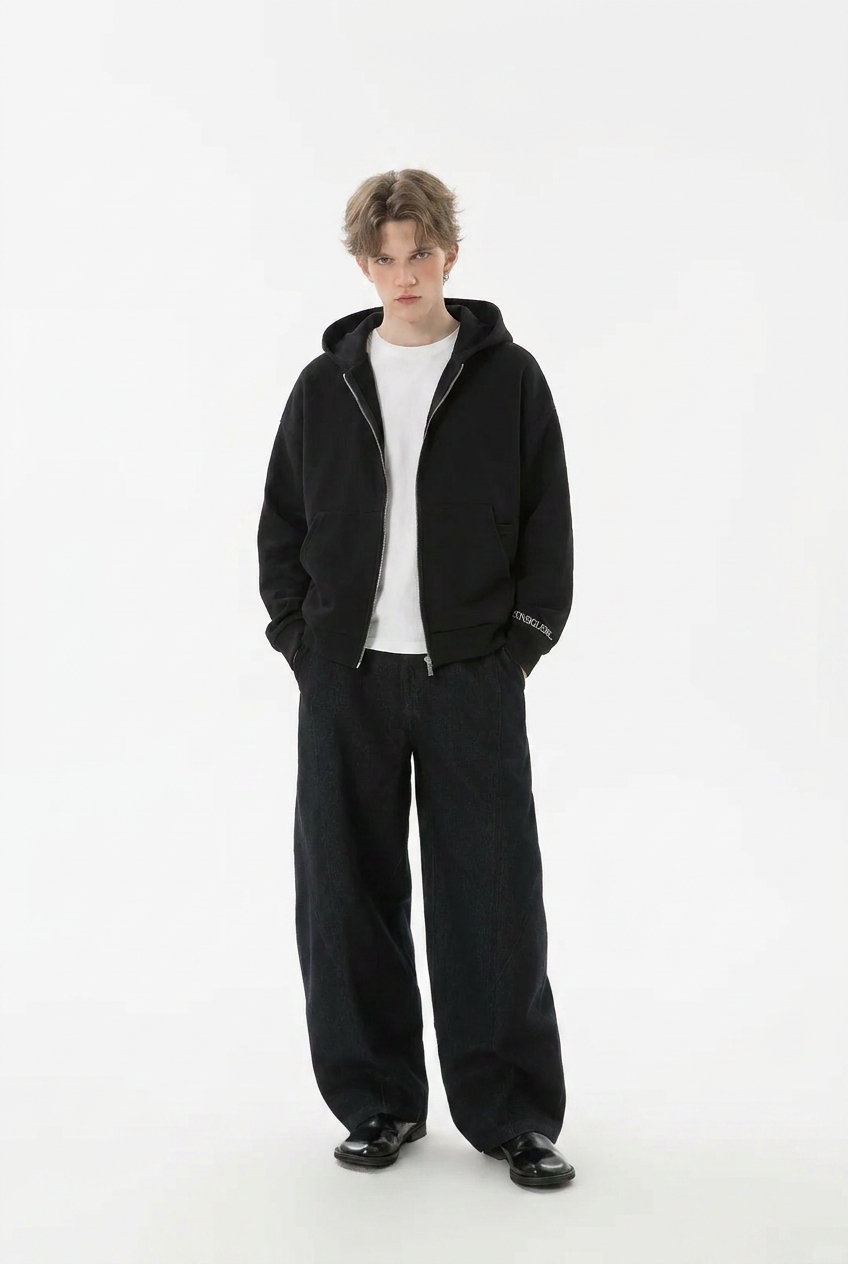 Heavyweight zip-up hoodie product image for washed-size chart review
