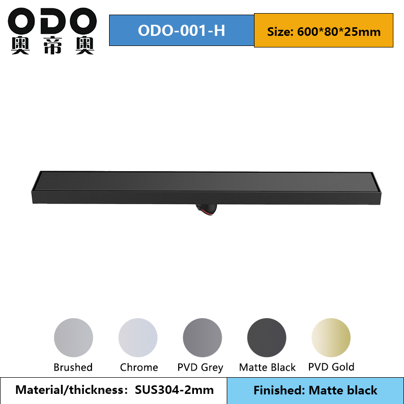 ODO-001-KH tile insert floor drain with selectable bathroom finishes