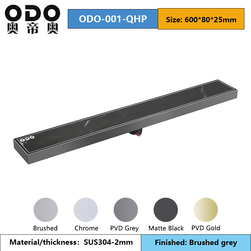 ODO brushed finish tile insert floor drain