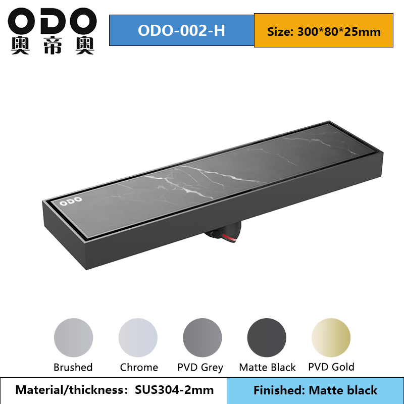 ODO-002-KH matte black tile insert floor drain