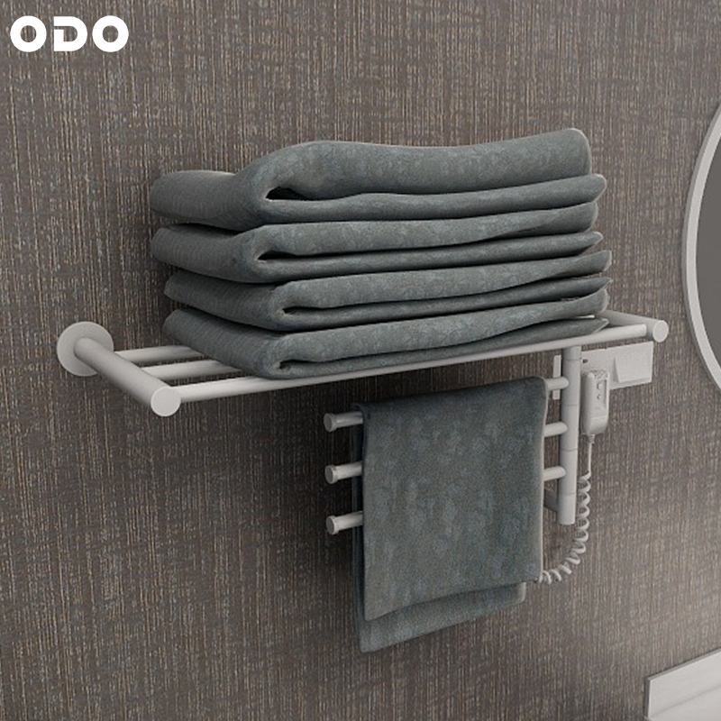 ODO-R2B Swivel Rotating Electric Towel Rack Matte White