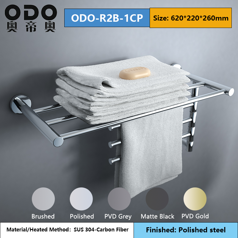 ODO-R2B Swivel Rotating Electric Towel Rack in mirror polished stainless steel finish