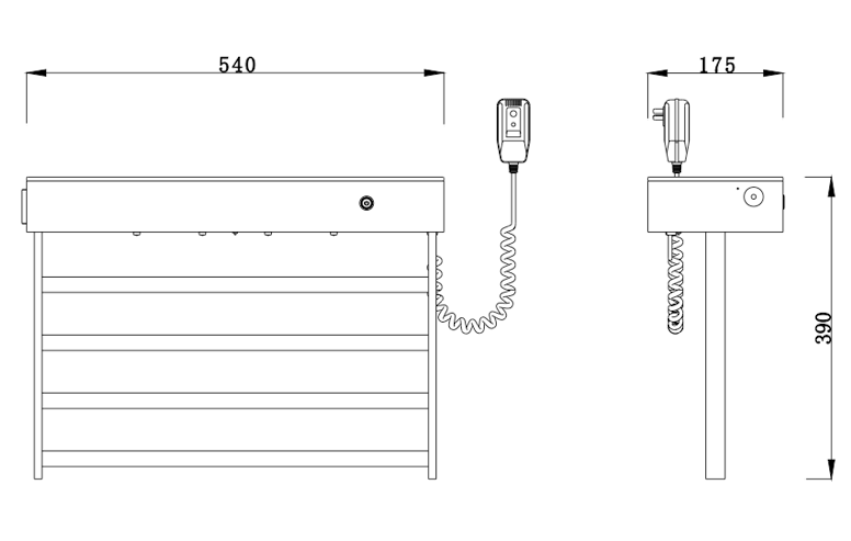ODO-R6B-2CP 304 stainless steel electric towel rack with retail presentation reference