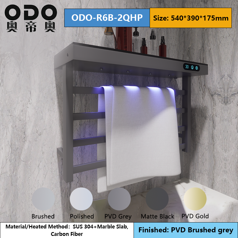 PVD gray stainless steel heated towel rail details
