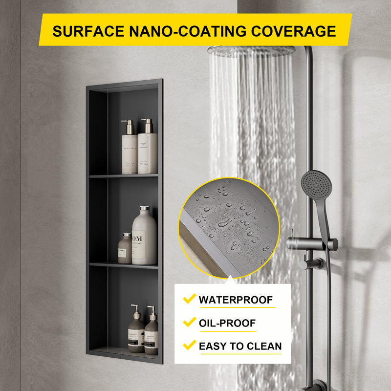 Stainless Steel Built-in Storage Niche with Integrated LED Light