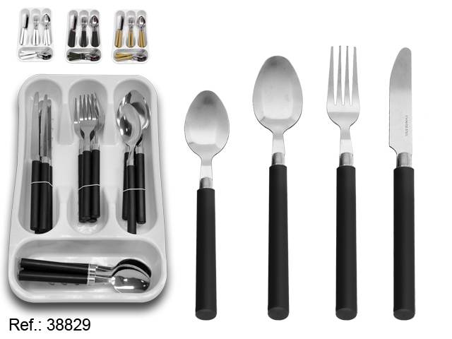Colorful injection molded handles on stainless steel half tang cutlery