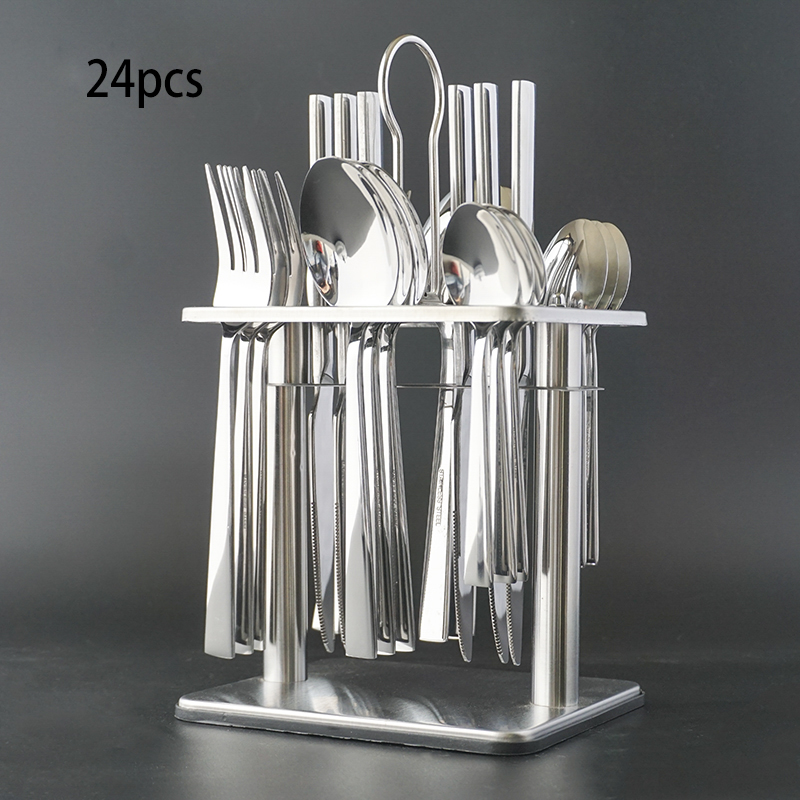 Full tang stainless steel flatware with polished and textured handle details
