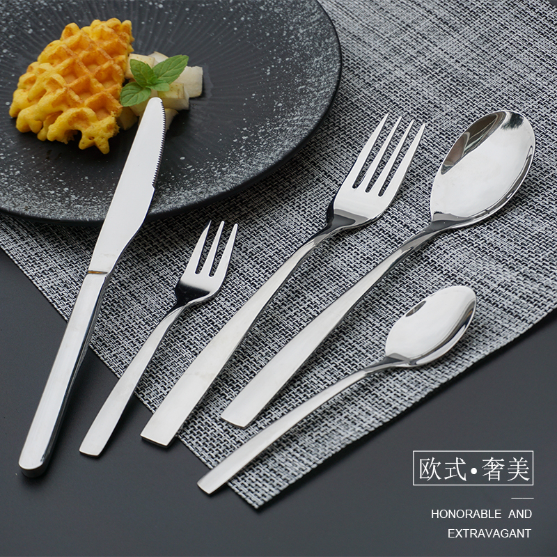 Full tang stainless steel heavy duty flatware with curved handles